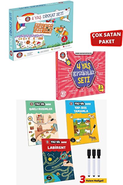 Çocuk Akademi 4 Yaş Dikkat-Etkinlik Seti ve Yaz Sil Serisi-1