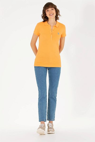 U.S. Polo Assn. Tricou de bază cu gât polo pentru femei - G082GL011.000. 1567331