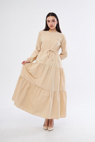 brako tekstil Women's Zero Neck Waist Tie-Up Folded Dress