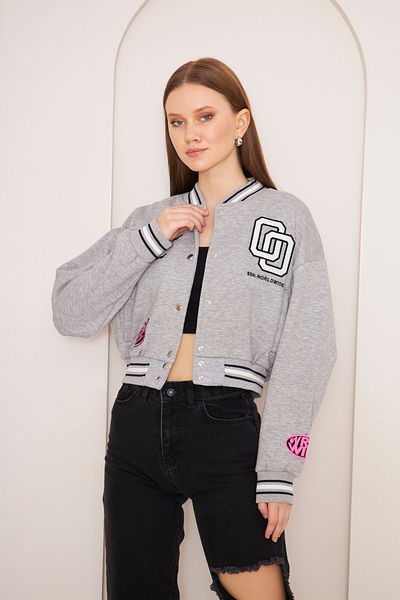 NEWLAKER 00 Embroidered Women's Crop College Jacket