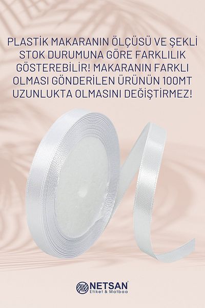 Netsan Etiket White Satin Ribbon 6 Mm 100 Mt