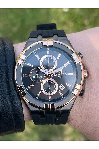 Reward RA145064 Reward Ion Plated Case Silicone Cord 3 Atm Water Resistant Men's Wristwatch