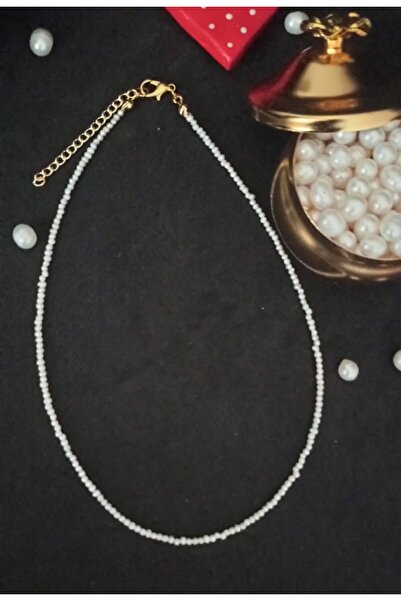 İnci Mode 24K Altın Kaplama Gerçek Kum İnci (Minimal) Tasarım Kolye