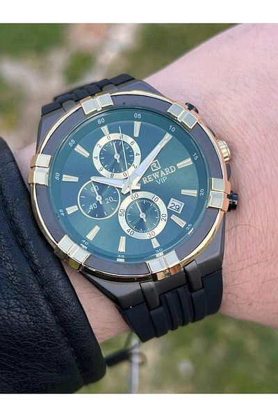 Reward RA145067 Reward Ion Plated Case Silicone Cord 3 Atm Water Resistant Men's Wristwatch