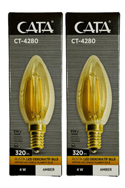 Cata CT-4280 4W 1800K (Amber) E14 Duylu Rustik Led Dekoratif Ampul (2 Adet)