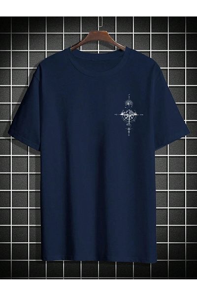 Black Sokak Tricou pentru bărbați, albastru bleumarin, cu imprimeu busolă