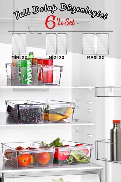 Nandy Home Набір з 6 прозорих органайзерів для холодильника та шафи