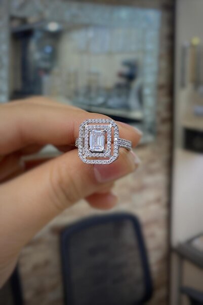 Erer Gümüş Gümüş Baget taşlı yüzük oz46e26e