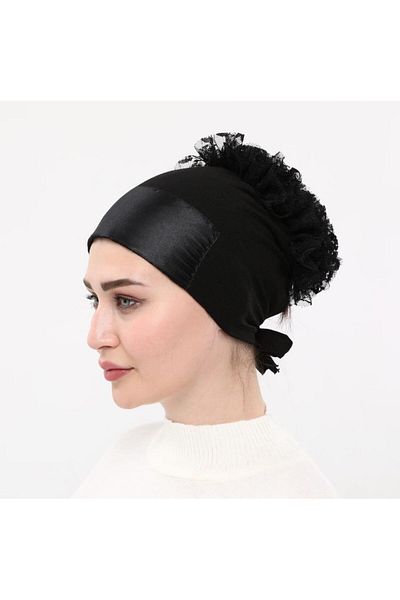 Sensu Γυναικείο Hijab Satin Ruffle Bonnet Daily Hijab Bonnet έτοιμο τουρμπάνι
