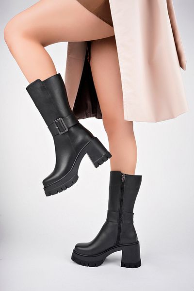 Deripabuc Genuine Leather Black Women's Leather Boots Dp73-5000