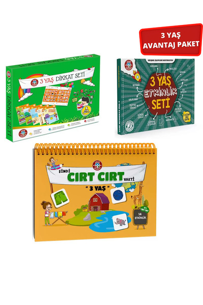 Çocuk Akademi 3 Yaş Dikkat-Etkinlik Seti Ve 3 Yaş Cırt Cırtlı Vakti Kitabı
