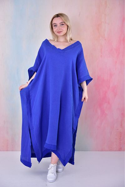 BUUFUU Casual Summer Seasonal Muslim Fabric Loose Poncho Below the Knee Long Tunic-Poncho