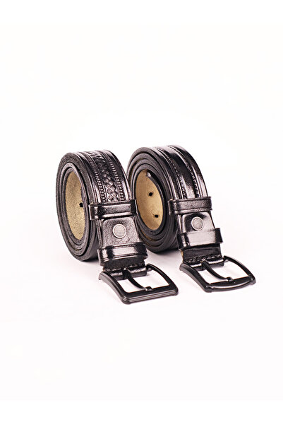 Home 100% Genuine Leather Leather Double Black Men's Belt 3.2 Cm Campaign