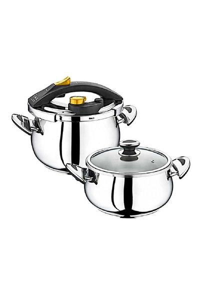 OMS 4 Pieces 5-7 Lt Matic Pressure Cooker Set 5120 Black-Gold
