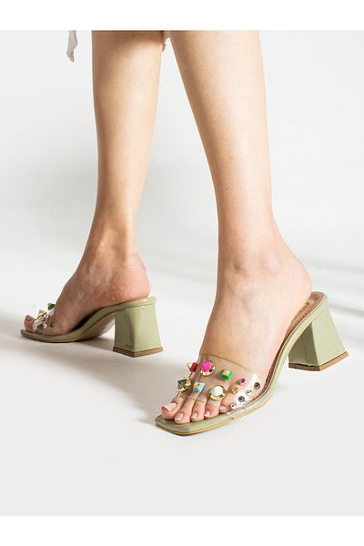Alemdar Shoes SUZİ Mint Green Colored Women's Slippers