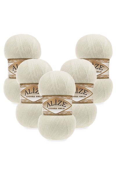Alize Angora Gold 5 τεμαχίων 001 Κρεμ πλεκτό νήμα χειρός
