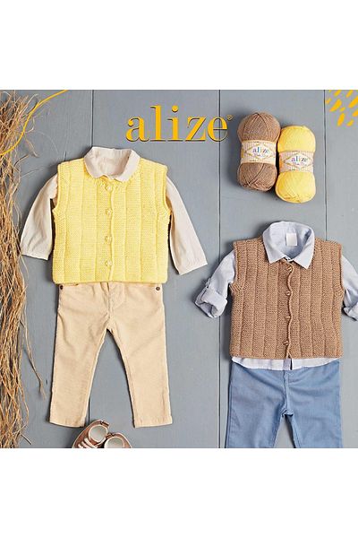 Alize بيبي بيست 5 قطع 55 خيط محبوك يدويًا أبيض
