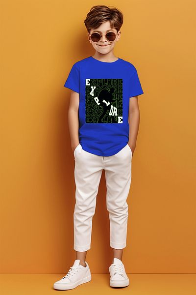 ADABEBEK Explore Written Colorful Shadow Detailed Printed Boys' T-Shirt