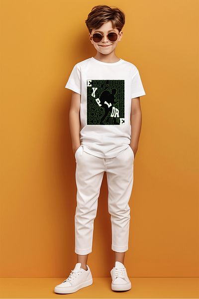 ADABEBEK Explorați Tricou pentru băieți cu imprimeu cu umbre colorate scrise