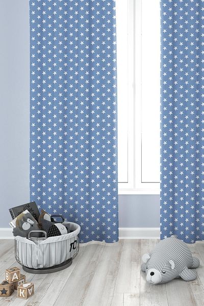 Premier Home Cortina de fundal cu model de stele Albastru 170x270