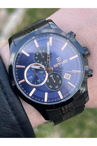 Reward RA144760 Reward Ion Plated Case Steel Cord 3 Atm Water Resistant Men's Wristwatch
