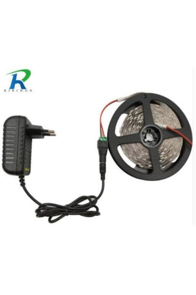 LEDONLİNE 5 Metre Beyaz 3 Çipli Hazır Şerit Led Seti Tak Kullan 12v Trafolu