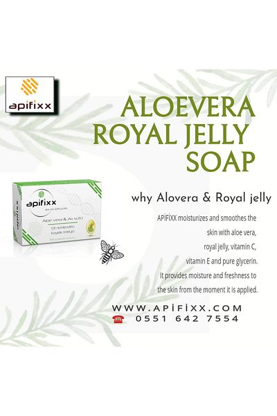 APİFİXX Apifixx Aloe Vera - صابون مضاد للأكسدة 100 جرام من غذاء ملكات النحل