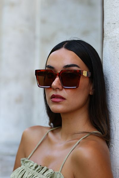 ModaLucci نظارات شمسية من الزجاج البني الفهد