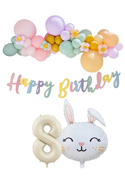 BİDOLUMUTLULUK Tavşan Folyo Balonlu Doğum Günü Konsept Parti Kutlama Eğlence
