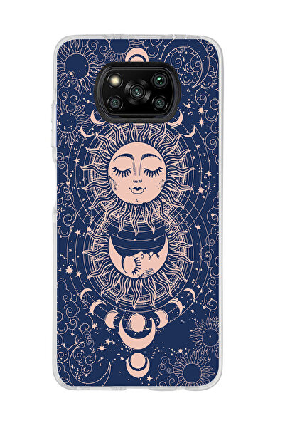Magic Ring Poco X3 Pro / X3 NFC Uyumlu Güneş Tasarımlı Şeffaf Telefon Kılıfı
