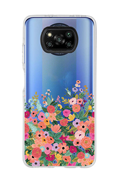 Magic Ring Poco X3 Pro / X3 NFC Uyumlu Renkli Çiçekler Tasarımlı Şeffaf Telef...