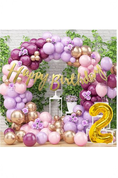BİDOLUMUTLULUK Lilac Birthday Balloon Concept Party Entertainment Celebration