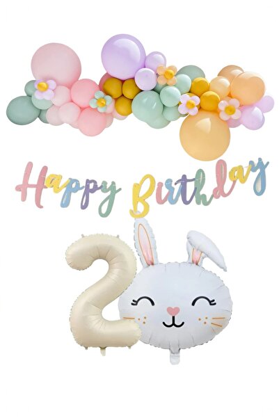 BİDOLUMUTLULUK Tavşan Folyo Balonlu Doğum Günü Konsept Parti Kutlama Eğlence