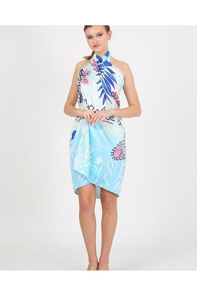 Tight Lady High Quality Digital Print Mixed Pattern Beach Pareo Non-Showing Glossy Fabric - 95cm*145cm