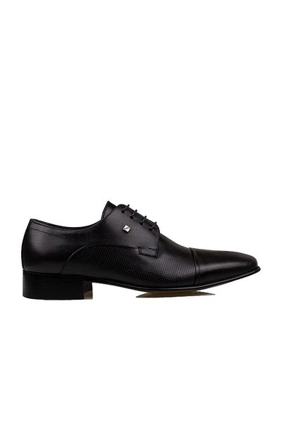 Fosco Black Genuine Leather Lace-Up Special Production Classic Shoes