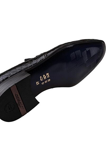 Fosco Siyah Rugan Özel Üretim Bağcıksız Erkek Klasik Ayakkabı