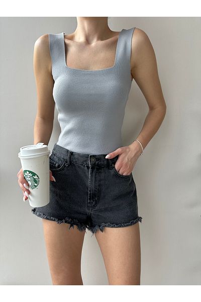 Bengi Clothing Γυναικεία πλεκτή μπλούζα με χοντρό λουράκι