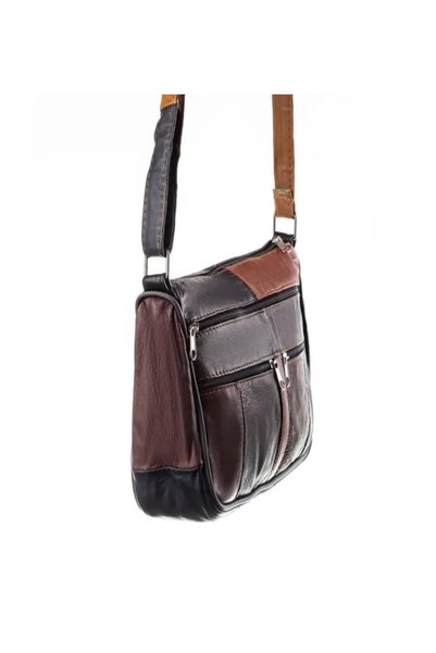 Deribag Genuine Leather, Medium Size, Black, Crossbody, Women's Shoulder Bag 24*18*8