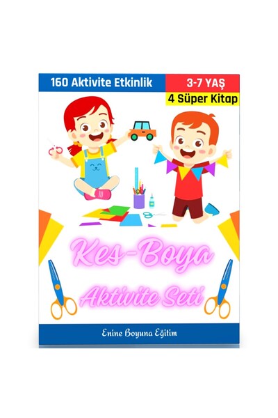Enine Boyuna Eğitim مجموعة أنشطة ما قبل المدرسة KES BOYA (4 كتب فائقة)