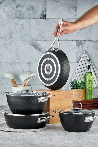 Cooker 7 Pieces 4mm Special Titanium Series Granite Pots Set with Lid-Silver