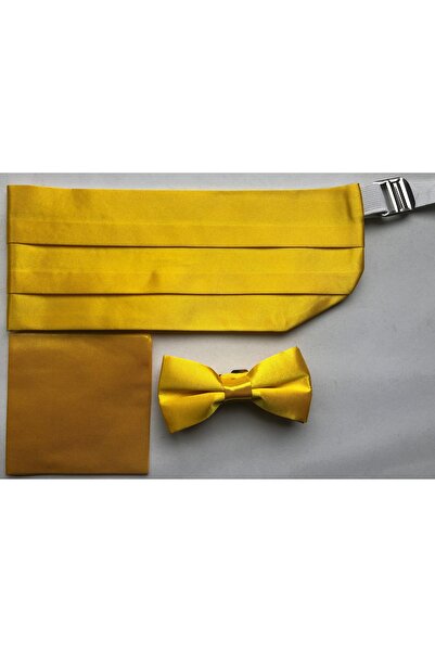 KemerSepeti Çocuk Kuşak Takımı Sarı Renkli Kuşak Papyon Mendil