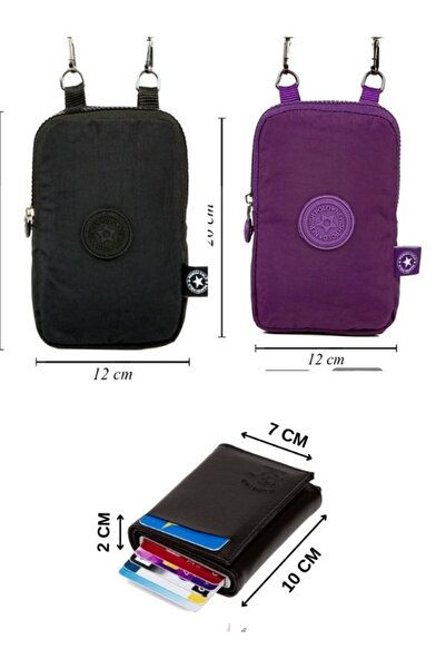 Newish Polo 3'Lü Kadın Su Geçirmez  Mini Telefon Cüzdan Ve Pasaport Boyun Ask...