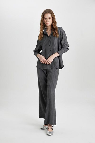 DeFacto Flexible Viskose-Hose mit hoher Taille – weites, lockeres Bein, Taschen, lange Länge B8921ax24sp