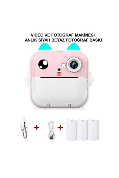 Dijital Fotoğraf Makinesi Hd Mini Çocuk Kamerası Termal Yazıcı Anında Fotoğraf Baskı Sd Kart Giriş