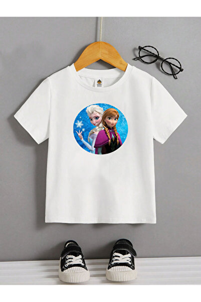 SVART WEAR Elsa Frozen Bisiklet Yaka Pamuklu Baskılı Kısa Kollu Çocuk ve Genç...