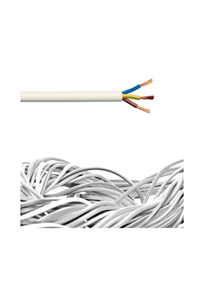 AZENTECH Öznur 3 x 1.5 mm Ttr Çok Damarlı Beyaz Kablo %100 Bakır 6 Metre