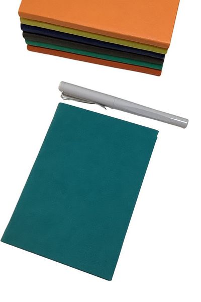 blume Acar Thermo Leather Flexible Cover 10.5*15 Cm 160 Pages Checkered Notebook Turquoise