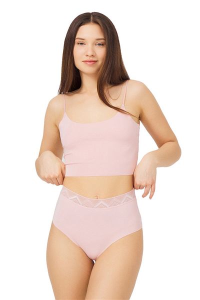 Cottonhill Pudergemustertes, elastisches, lasergeschnittenes Bikinihöschen mit hoher Taille