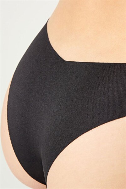 Cottonhill Siyah Klasik Basic Lazer Kesim Kadın Brezilya Külot