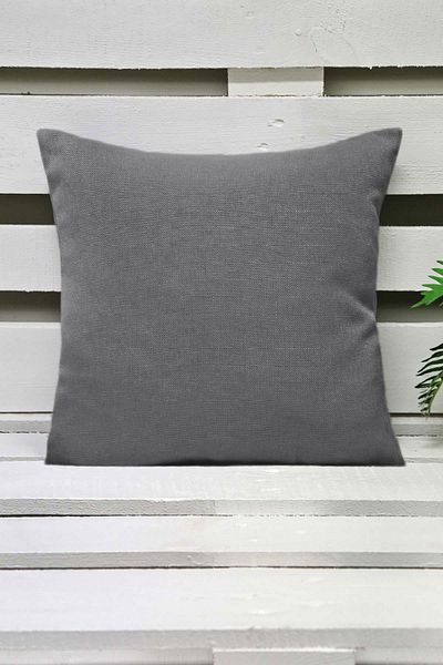 Melodie Linen Throw Pillow Cover Anthracite 45x45 Cm